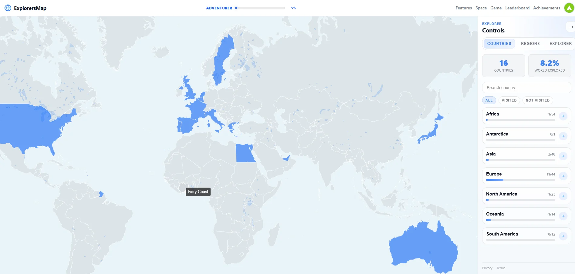 ExplorersMap world map